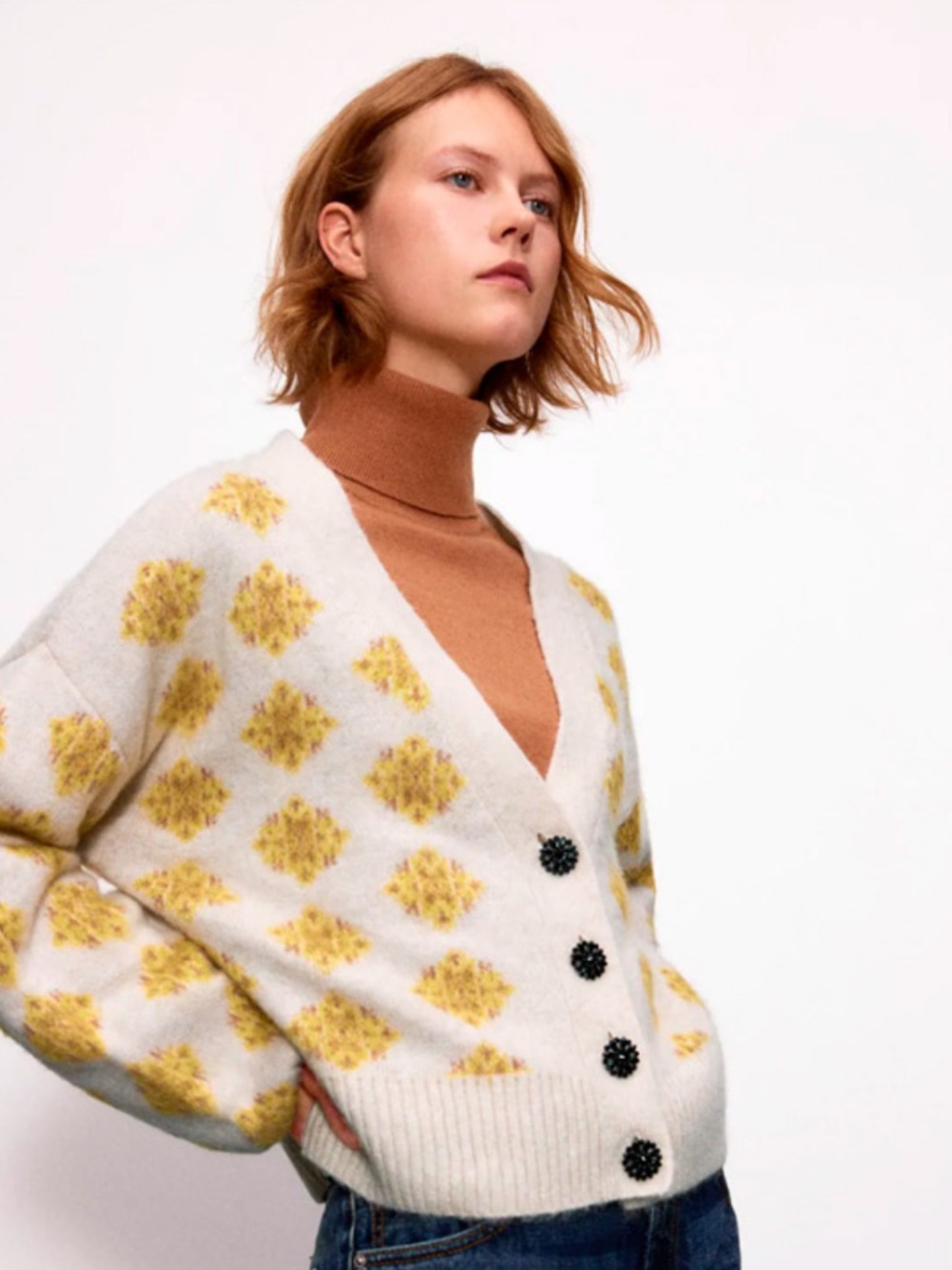 Alpaca Sweater with Jewel Buttons